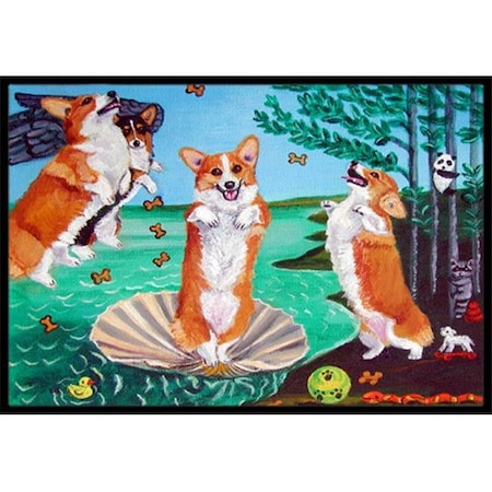 Carolines Treasures 7319MAT Corgi Birth Of Venus Indoor & Outdoor Mat; 18 x 27 in. 7319MAT
